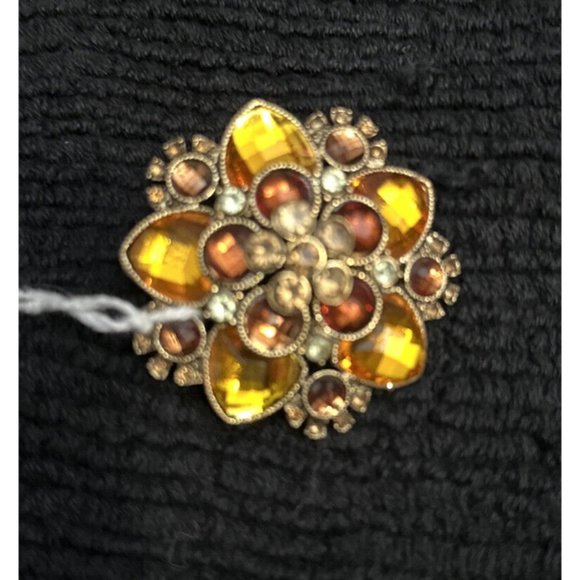 Vintage Amber Rhinestone Gold Tone Brooch Pin 2.5” EUC - Picture 1 of 4